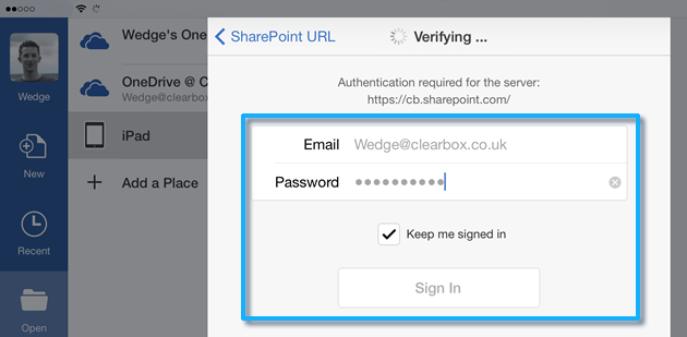 SharePoint / 0365 user email and password
