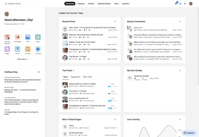 Screennshot of the dashboard of the Staffbase intranet platform