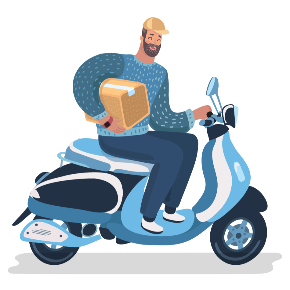 Delivery via moped.