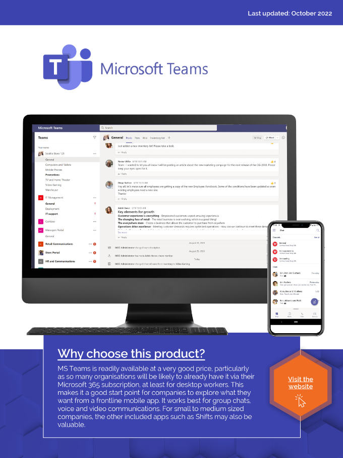 Microsoft Teams - mobile screenshots and synopsis.
