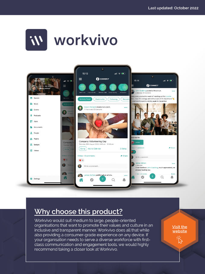 Workvivo - mobile screenshots and synopsis.